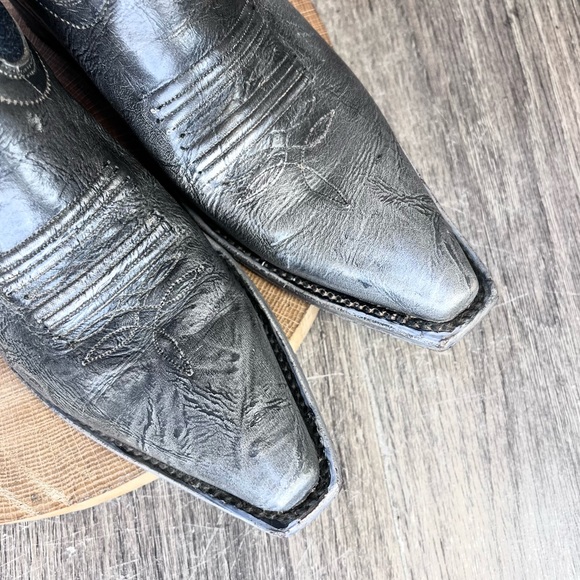 *Rockin Leather | Grey/Navy Western Distressed Leather Boots Size 6.5E - Picture 7 of 16